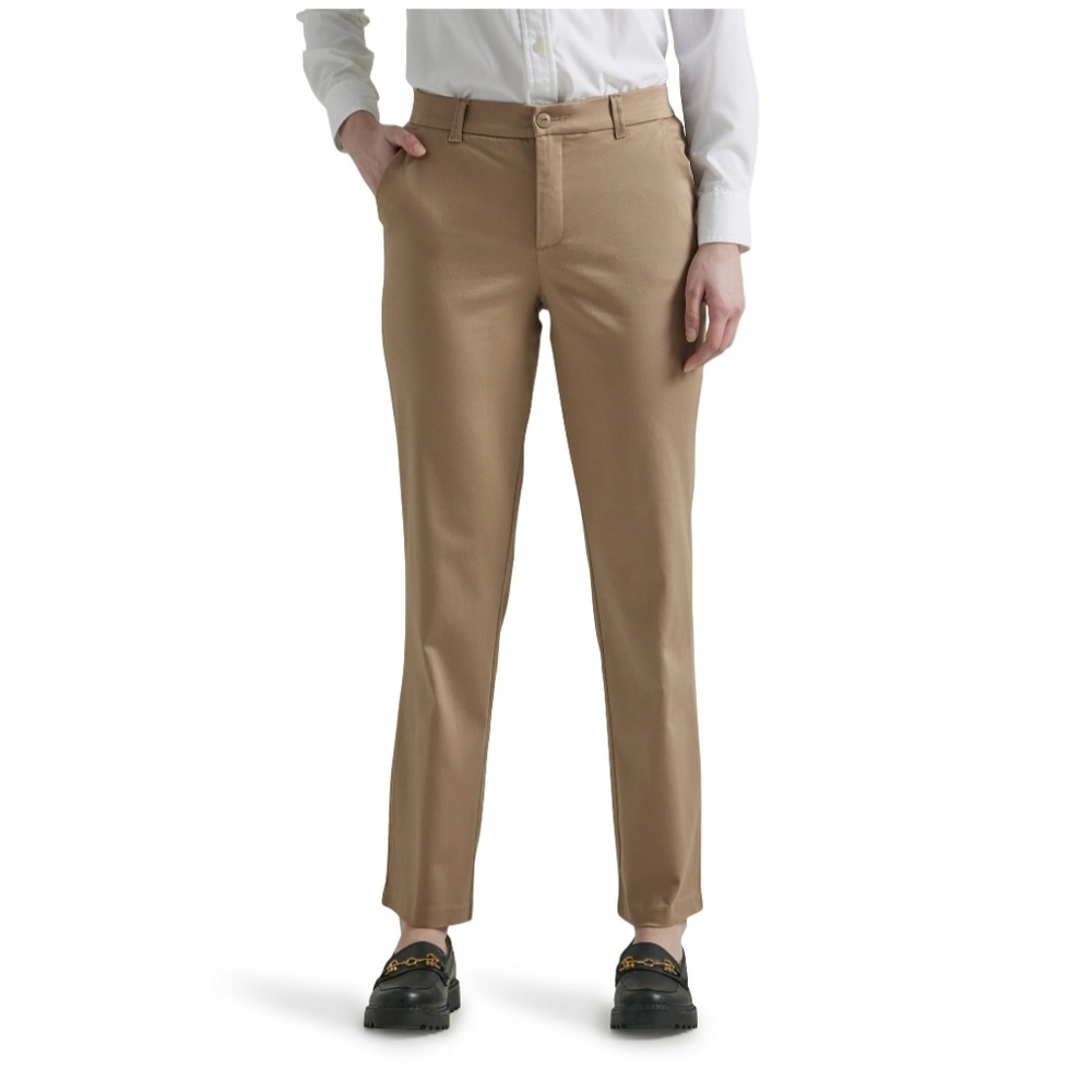 Lee Women's Size 16 M Regular Fit Comfort Waist Straight Woven Pant Mid Rise NWT